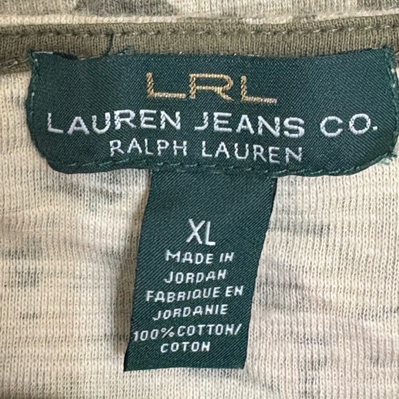 Lauren by Ralph Lauren Beige & Olive Pattern Crochet Macrame Tank Top Size XL - Picture 7 of 10